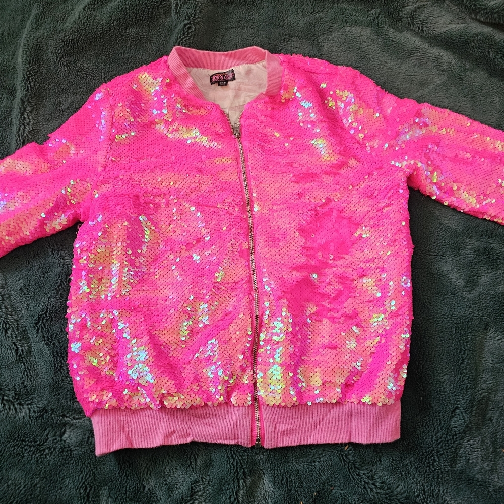 Jojo's closet JoJo siwa hot pink sequin bomber jacket 10/12